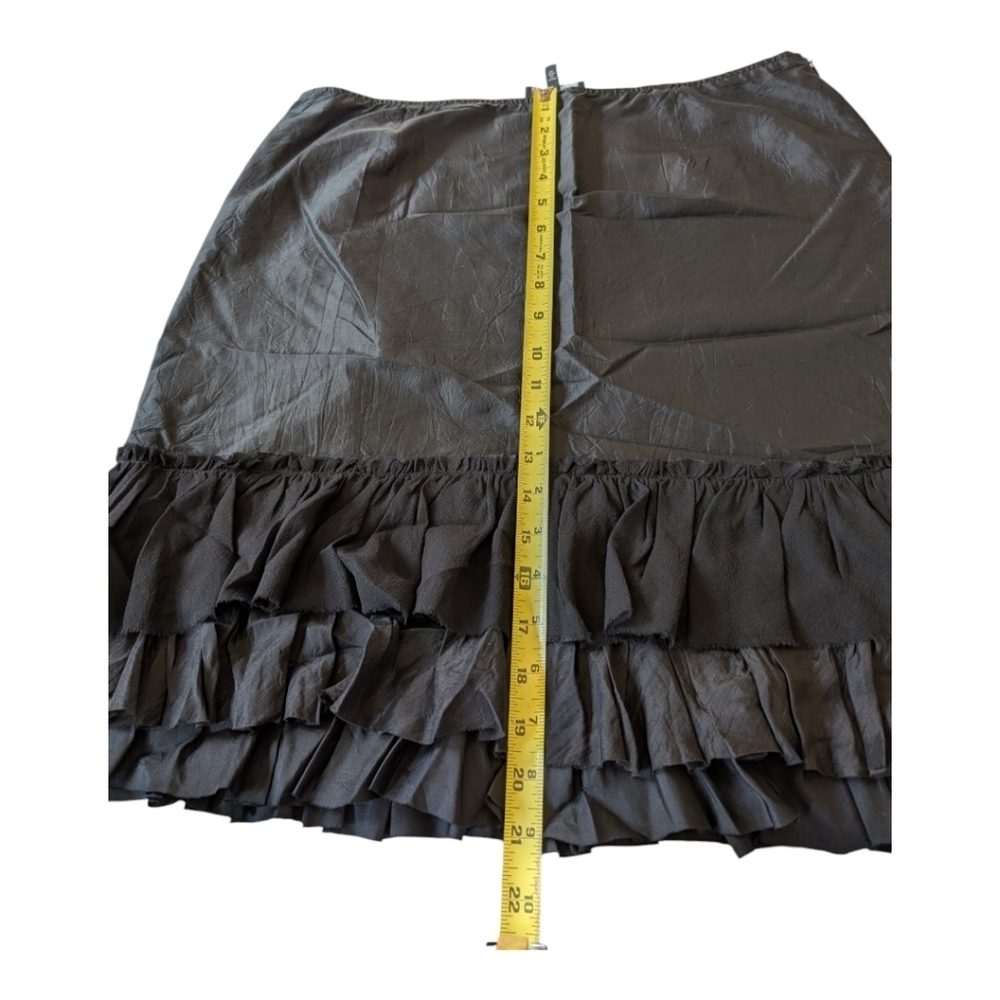 Eileen Fisher 100% Silk, Lined, Tiered Black Ruffle Skirt Size Medium - Picture 9 of 9